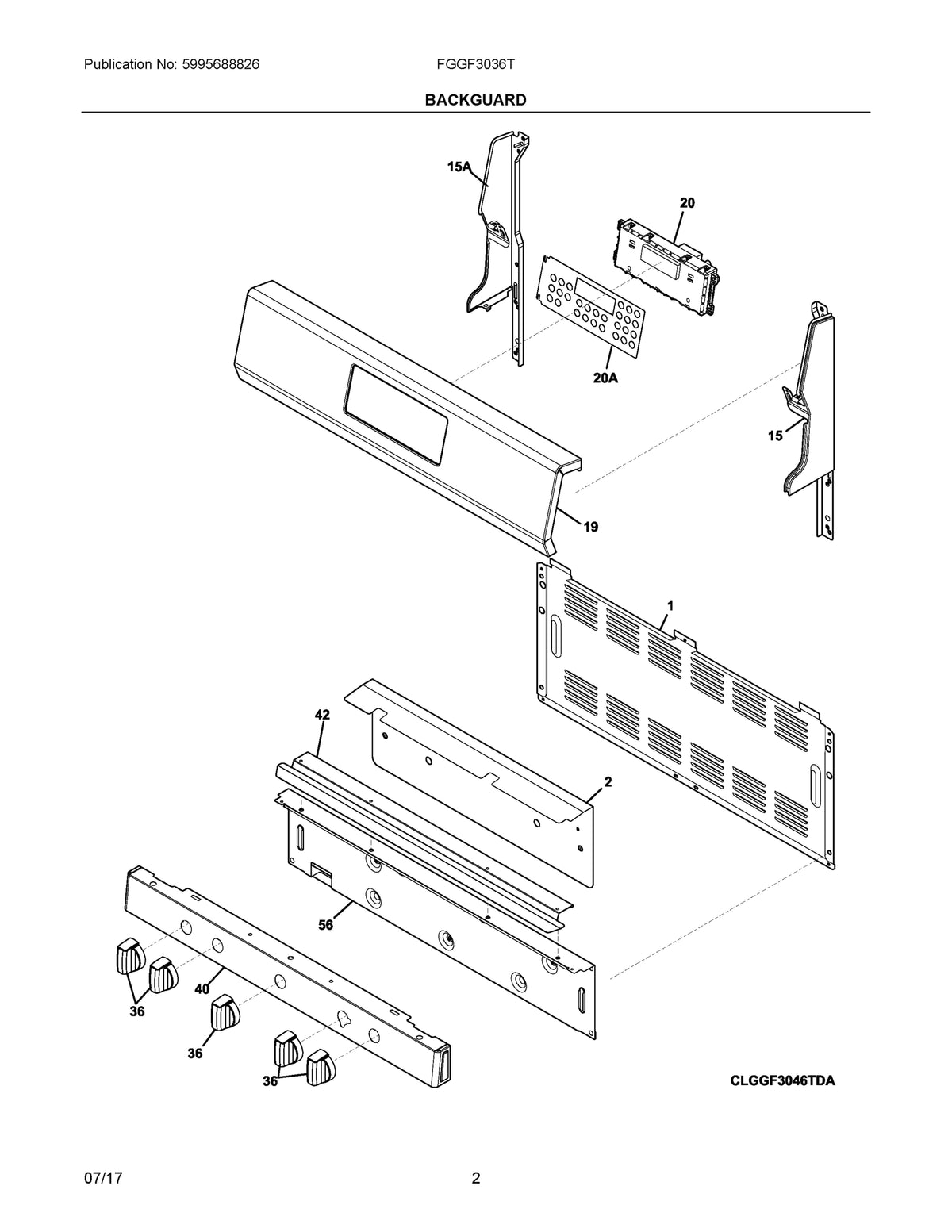 Diagram: Backguard - see part 20A