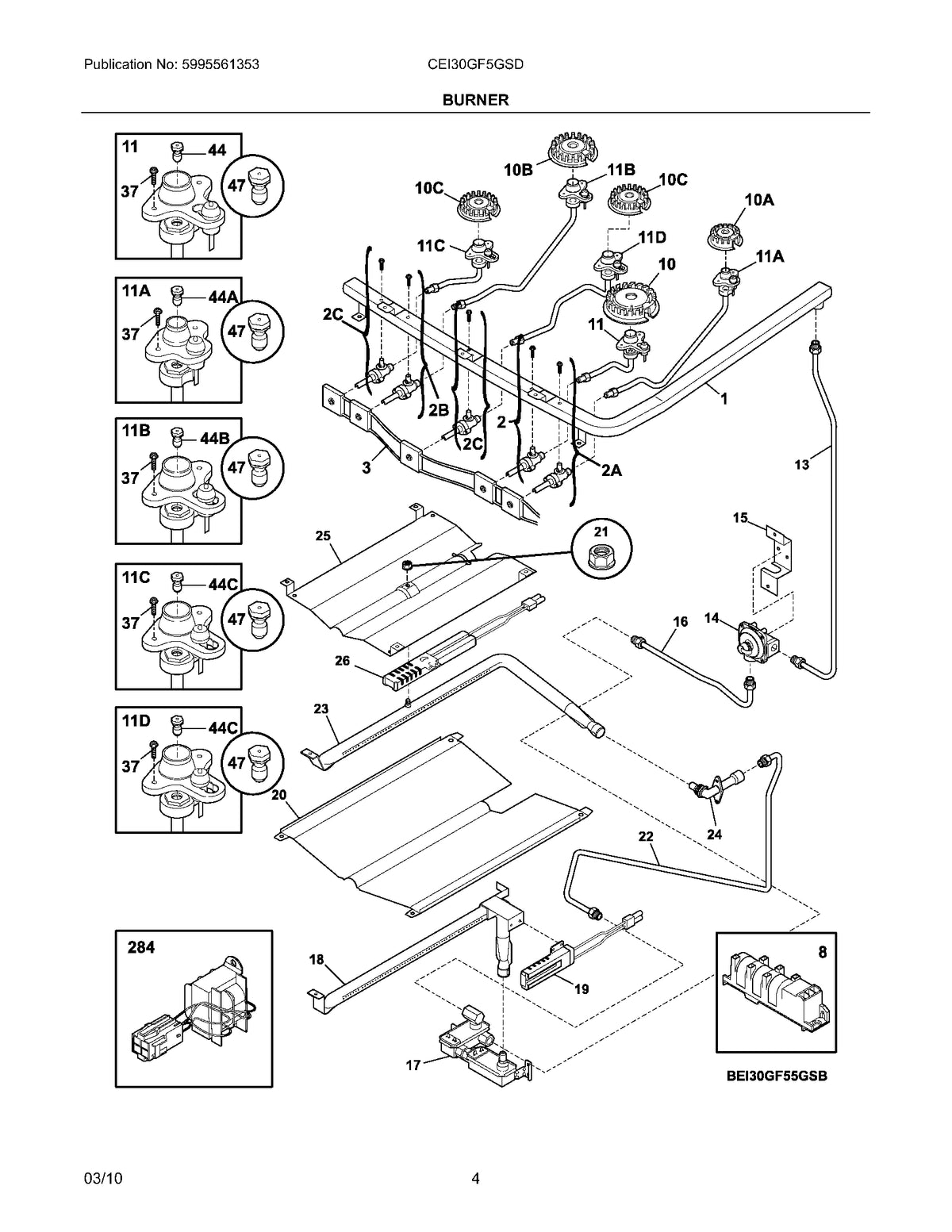 Diagram: Burner - see part 11B