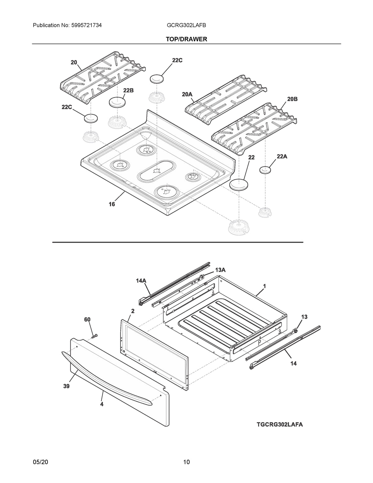 Diagram: Top/Drawer - see part 39