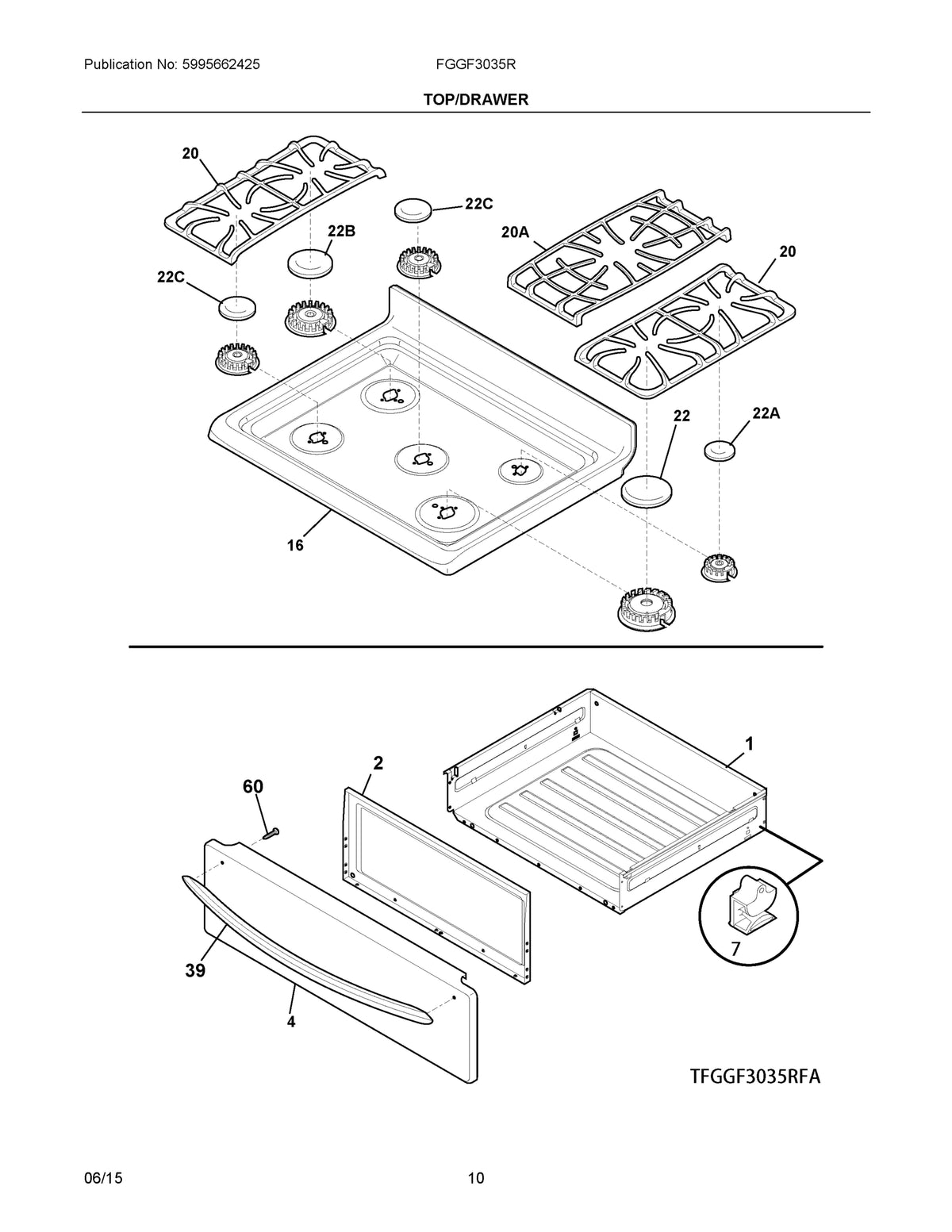 Diagram: Top/Drawer - see part 16