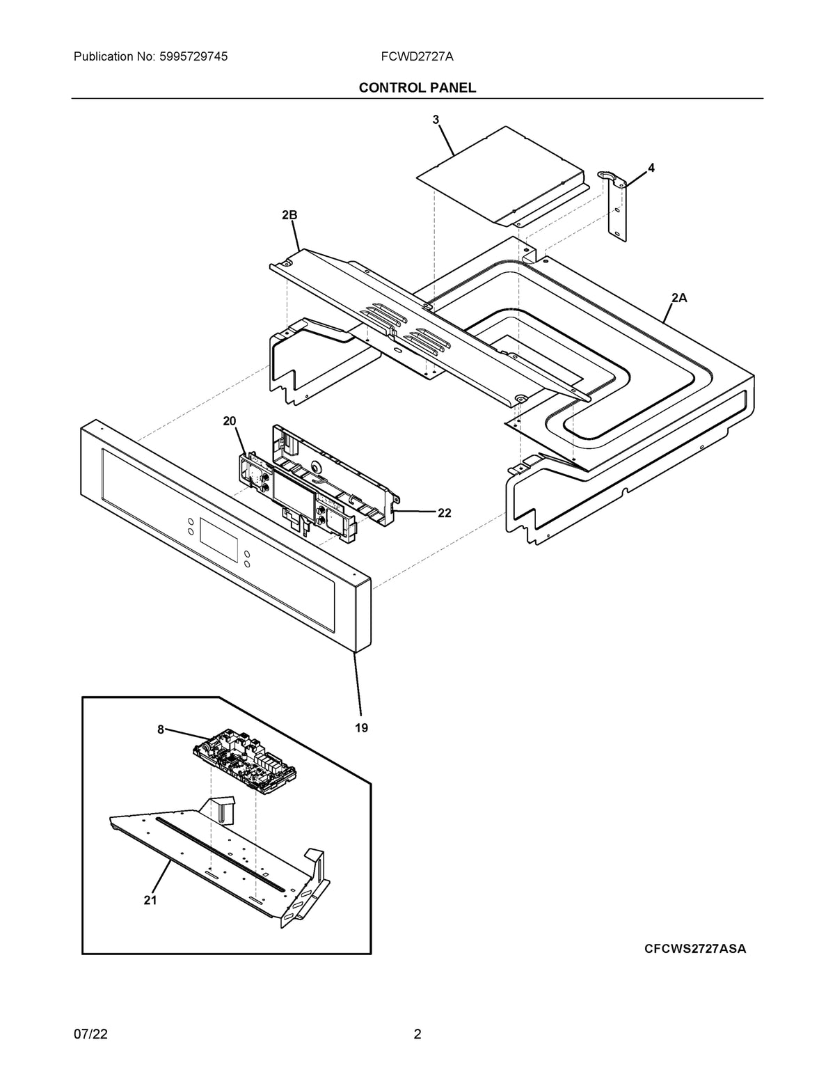 Diagram: Control Panel - see part NIA