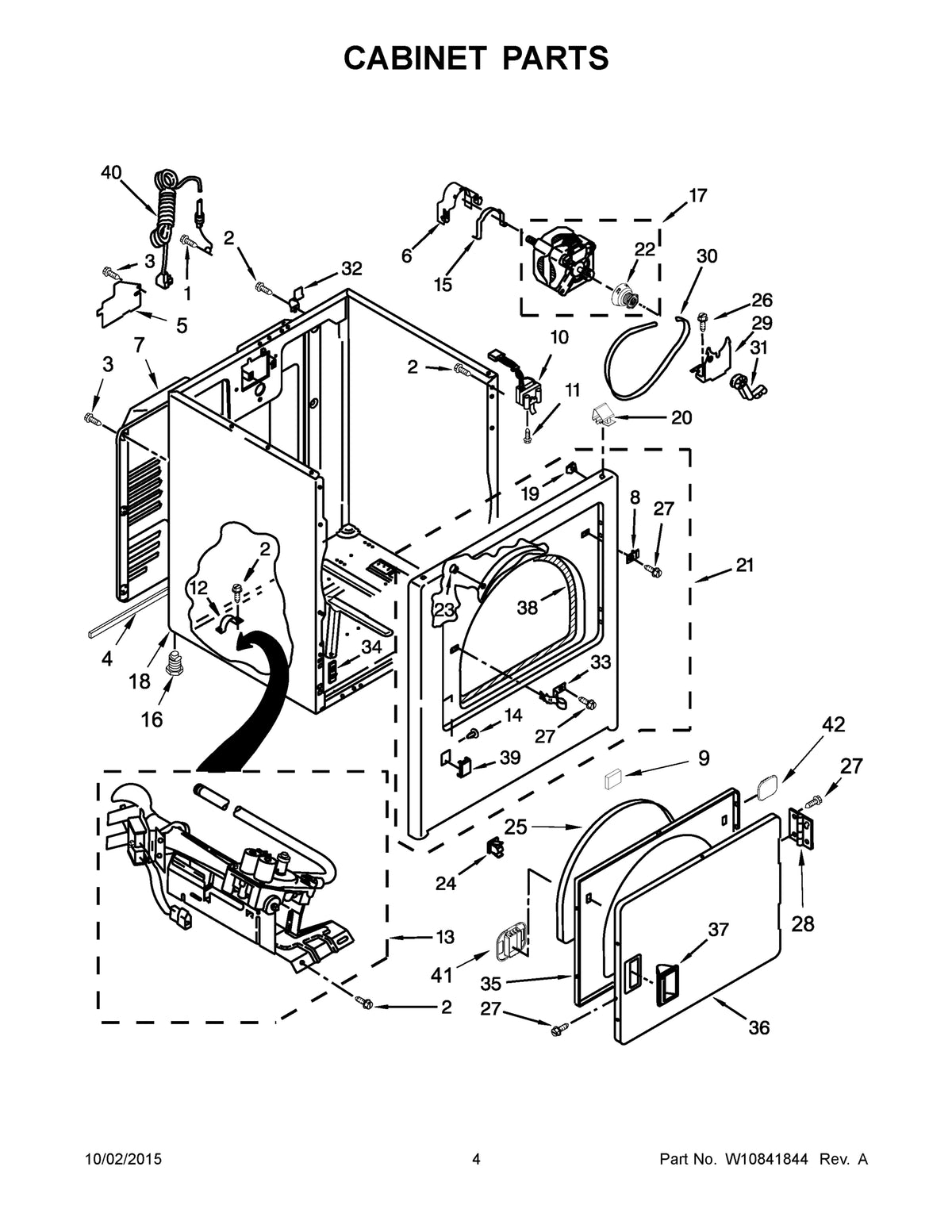Diagram: Cabinet Parts - see part 9