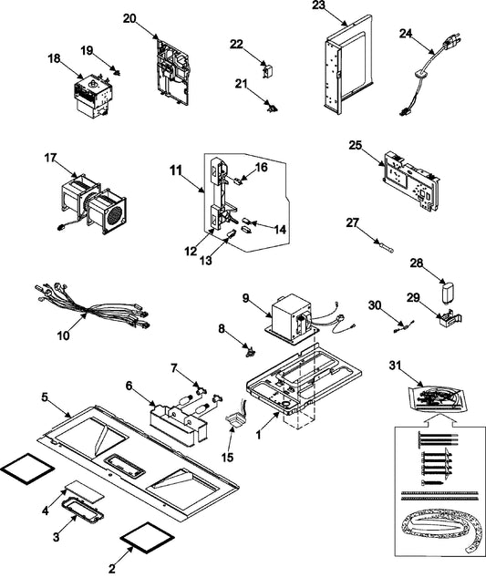 Diagram: Internal Controls/Latch Asy/Base - see part 27
