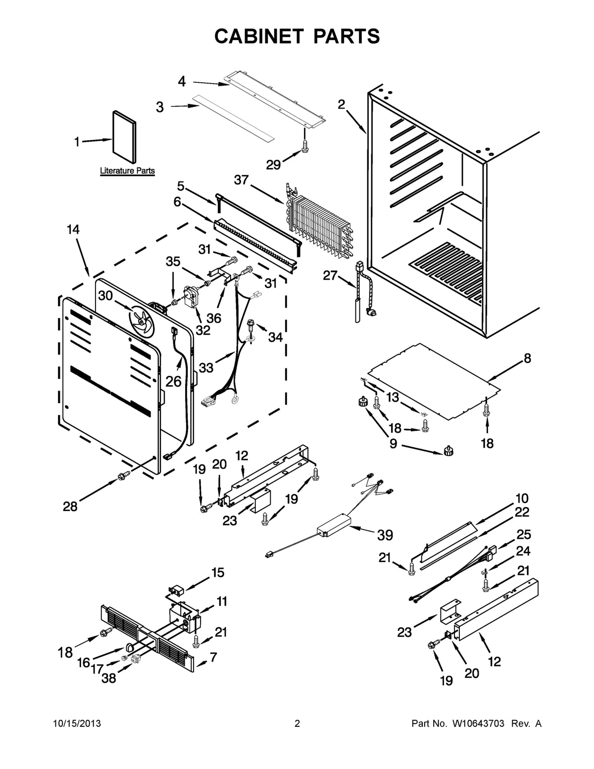 Diagram: Cabinet Parts - see part 18
