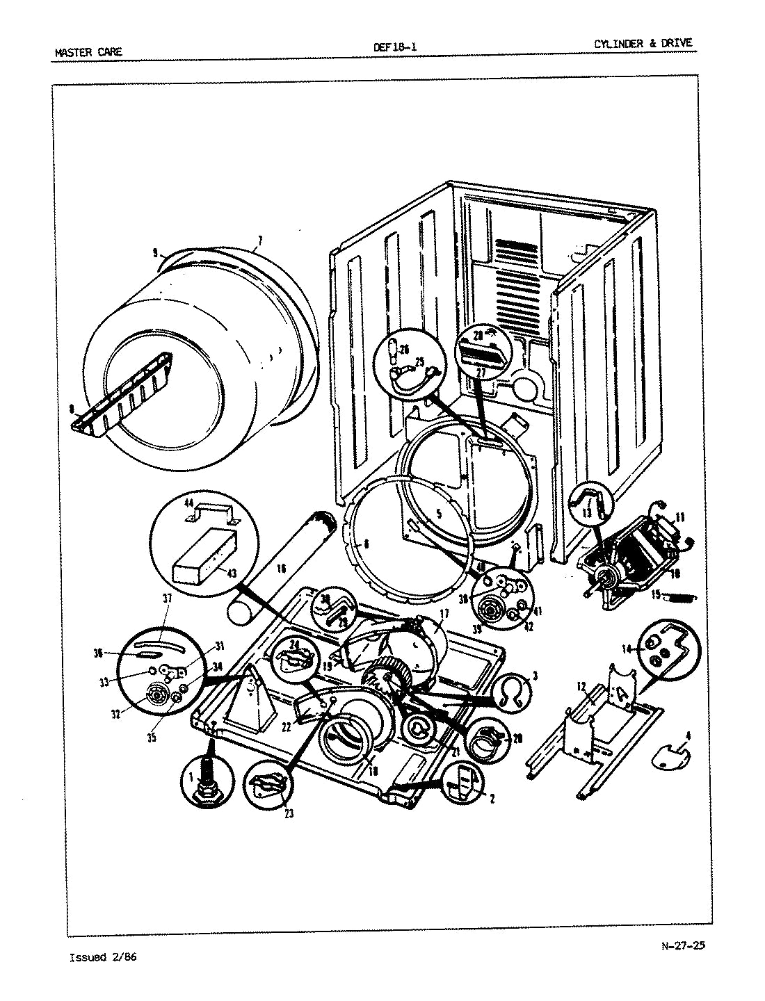 Diagram: Cylinder & Drive (Orig.-Rev. A-F) - see part 7