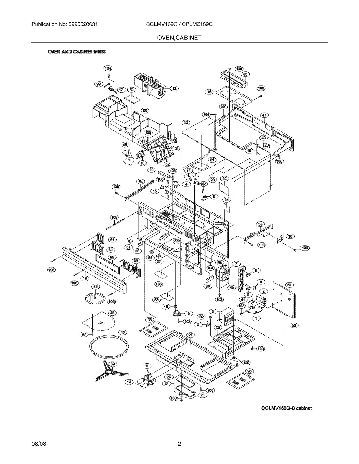 Diagram: Oven,Cabinet - see part 95