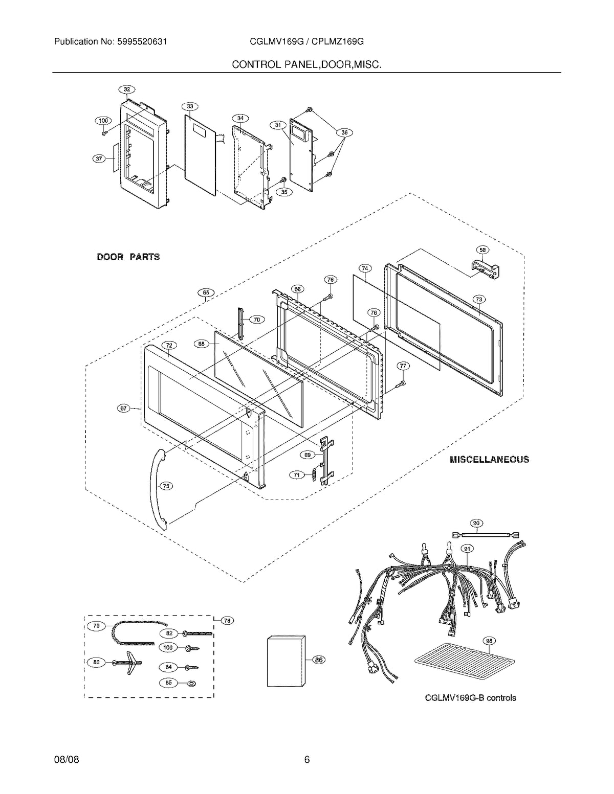 Diagram: Control Panel,Door,Misc. - see part 76