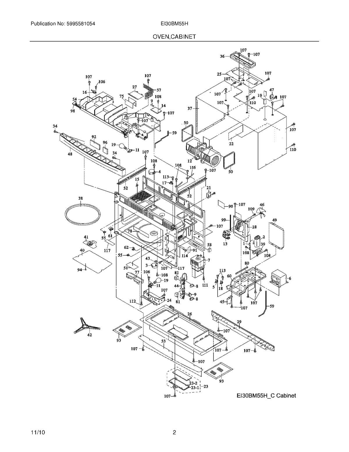 Diagram: Oven,Cabinet - see part 7