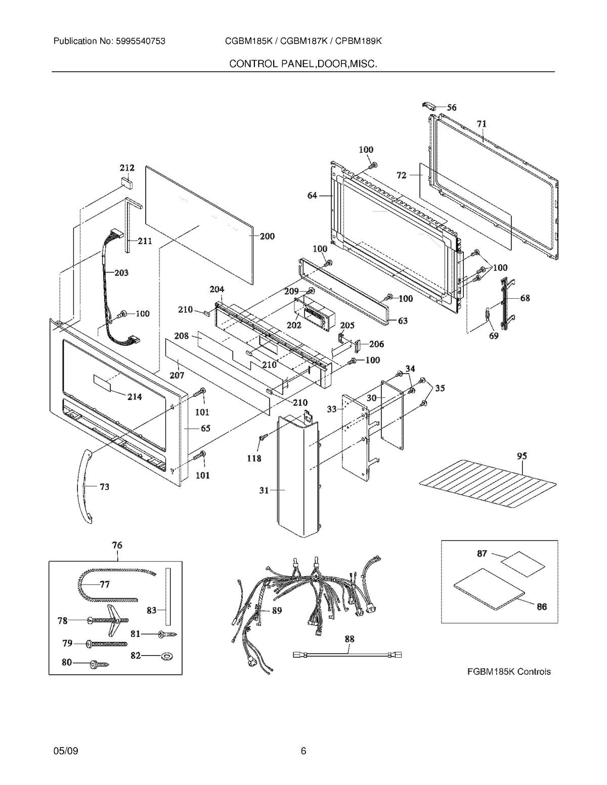 Diagram: Control Panel/Door/Misc - see part 204