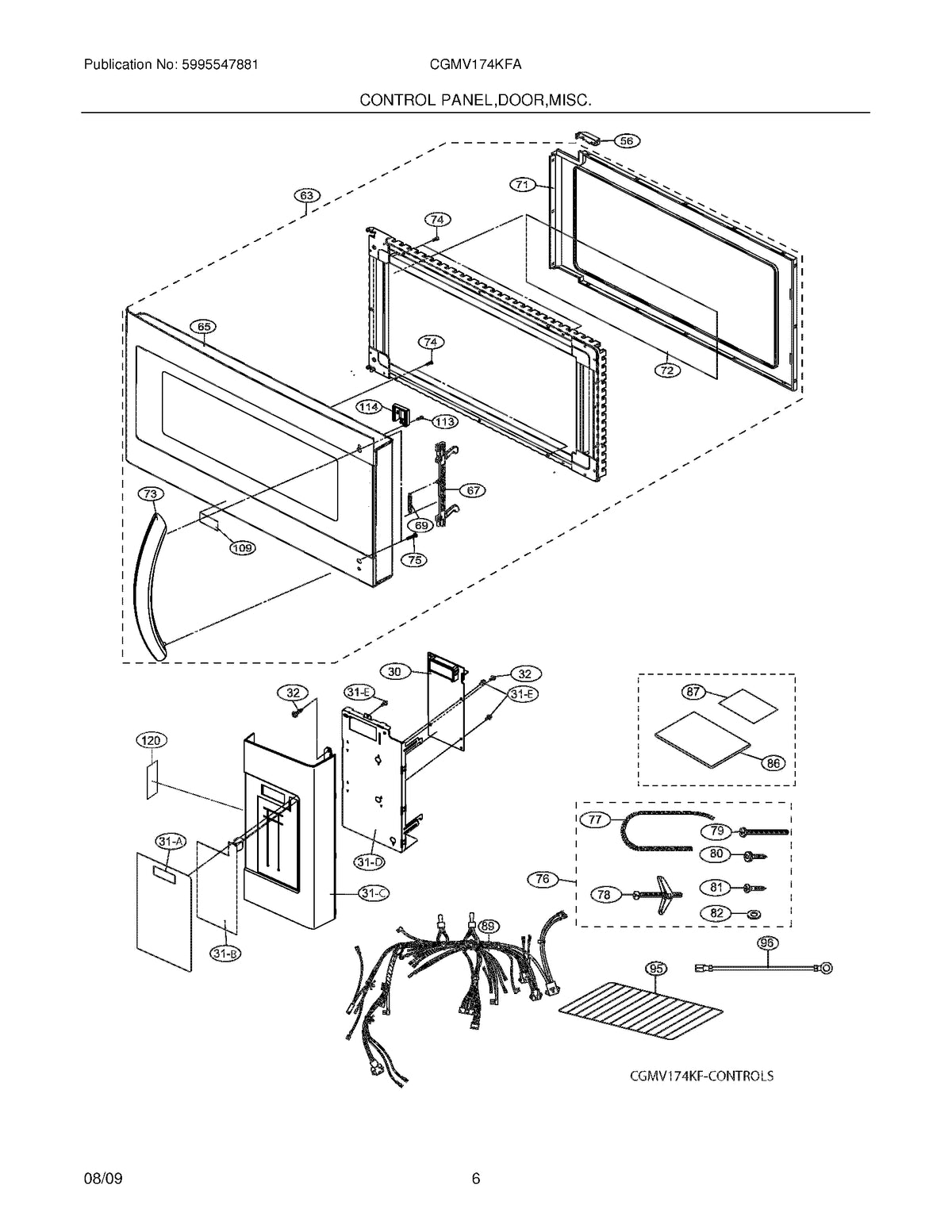 Diagram: Control Panel,Door,Misc. - see part 63