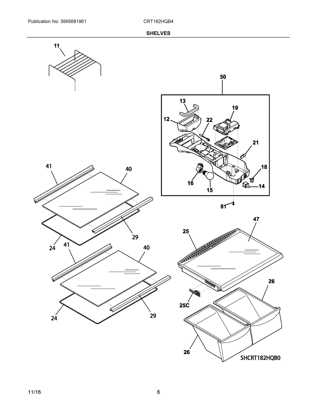 Diagram: Shelves - see part 50