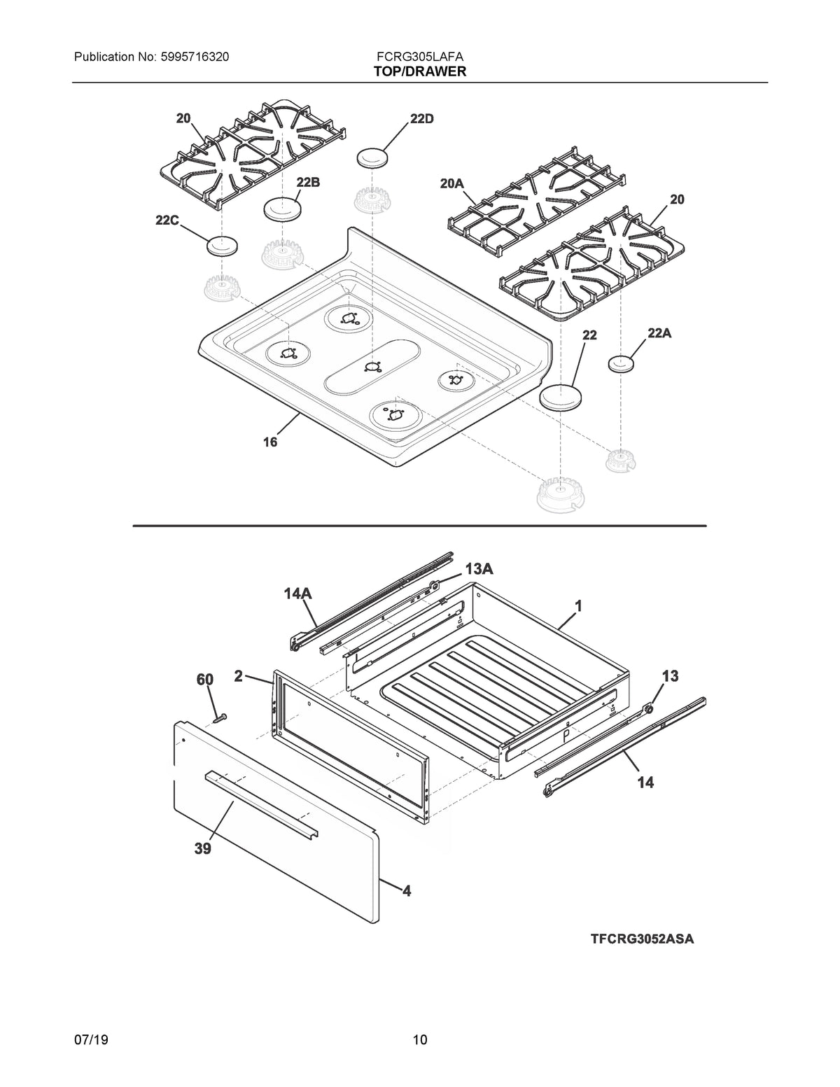Diagram: Top/Drawer - see part 4