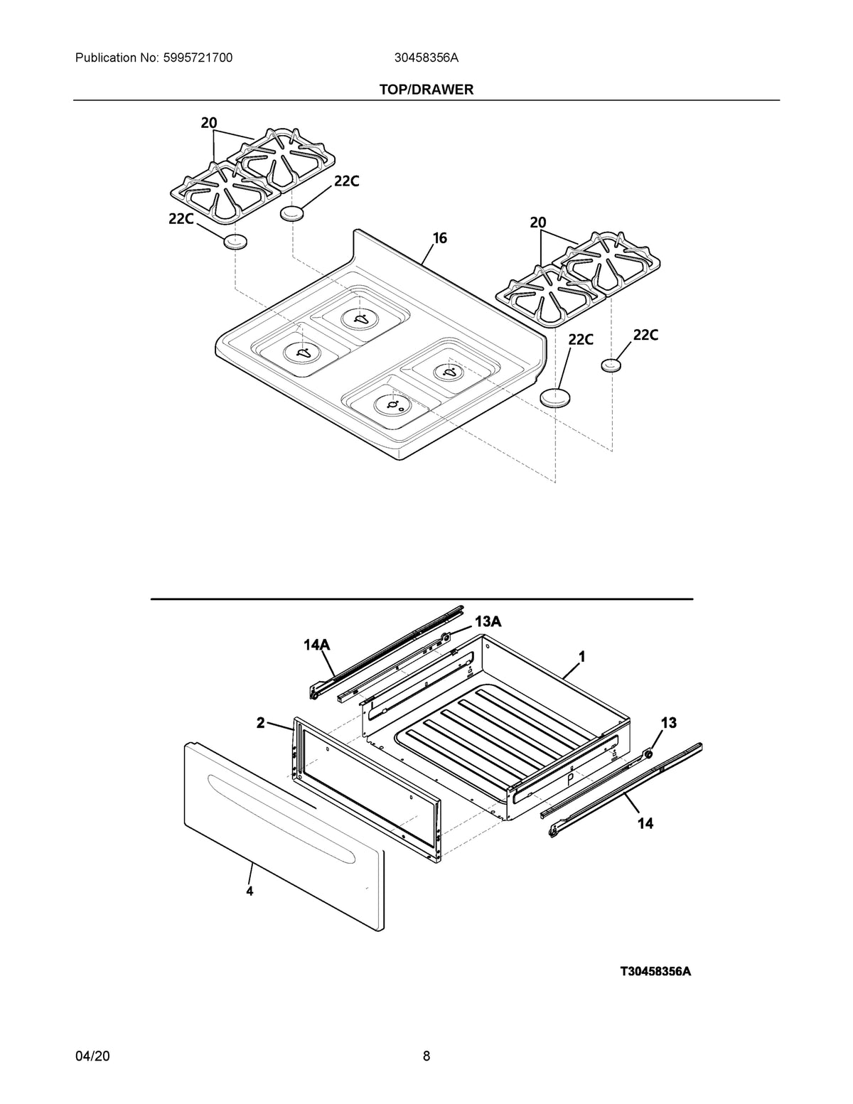 Diagram: Top/Drawer - see part 14