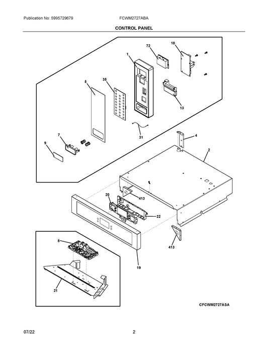 Diagram: Control Panel - see part 13