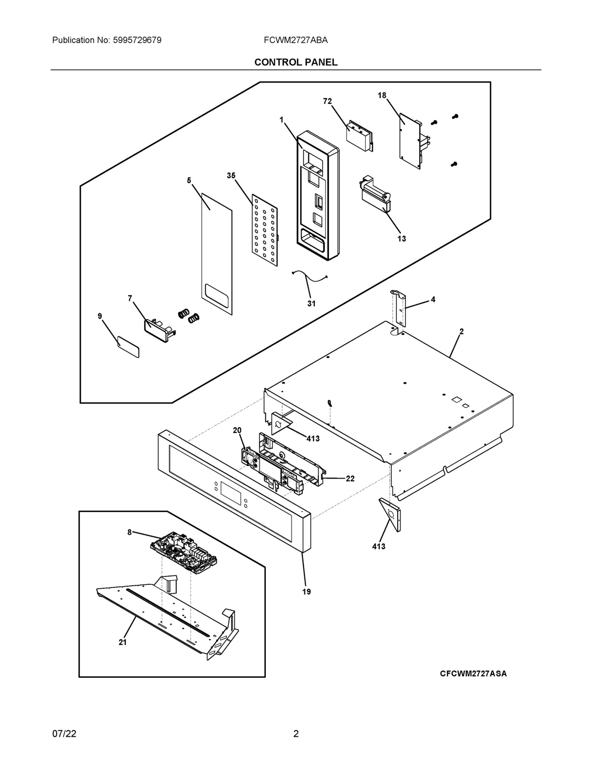 Diagram: Control Panel - see part 18