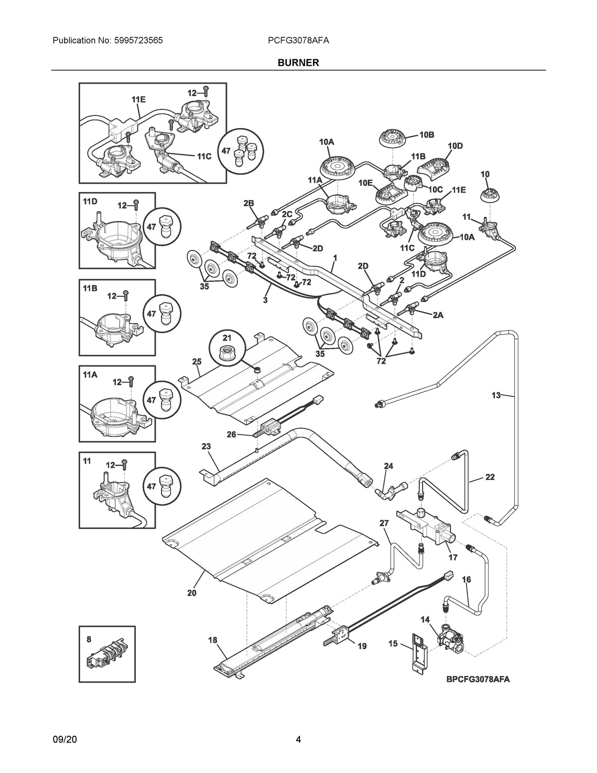 Diagram: Burner - see part 10E
