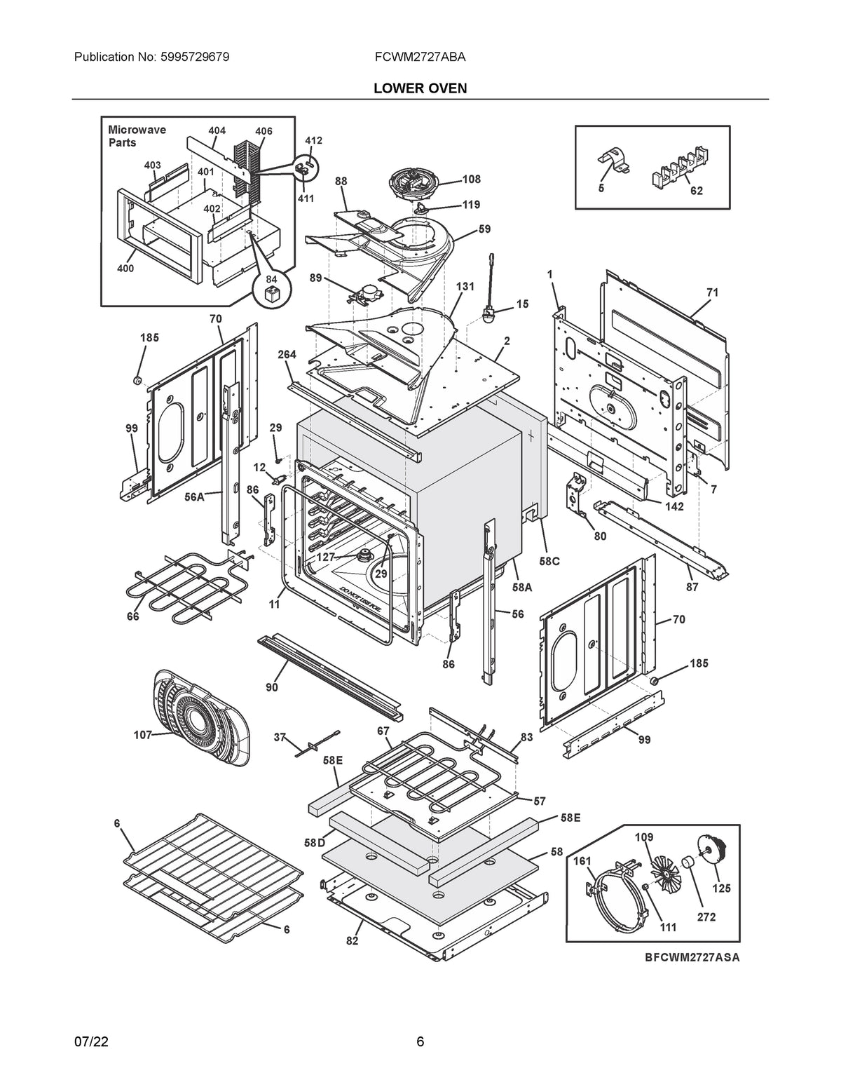 Diagram: Lower Oven - see part 56