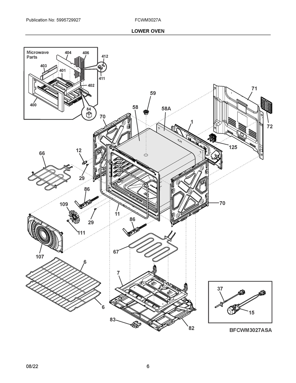 Diagram: Lower Oven - see part 400
