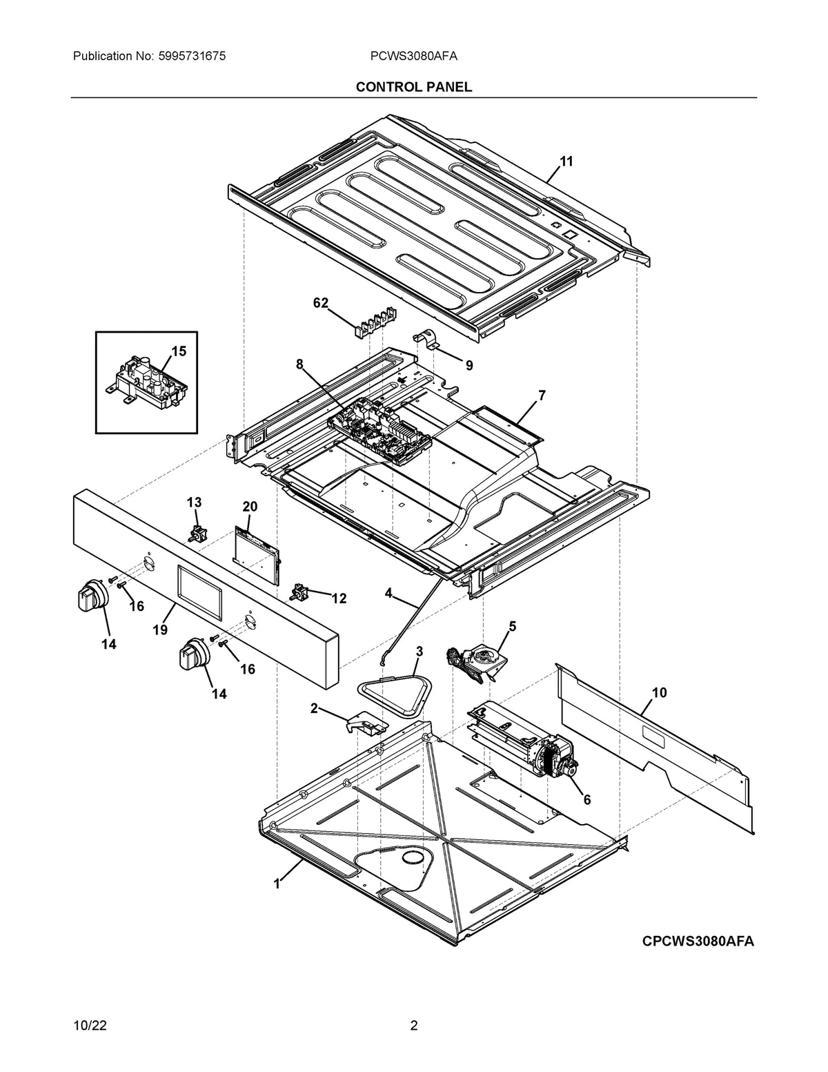 Diagram: Control Panel - see part 15