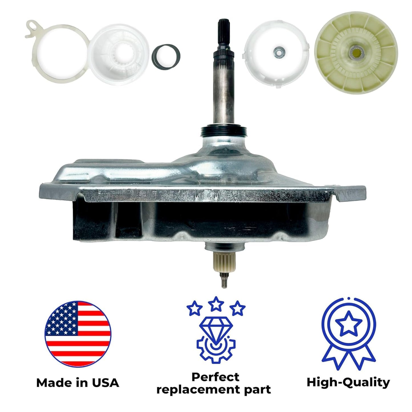 W11454734 Washer Gear Case with W10721967 Cam Kit W10528947 Washer Basket Driven Hub Kit and WP8533953 Screws and Assembly Tool Kit