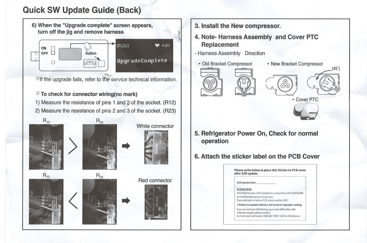 TCA38151706 FLS075LANA Refrigerator Compressor with CJT30000002 Software Update Module Kit – Latest Software Version SD Card Included