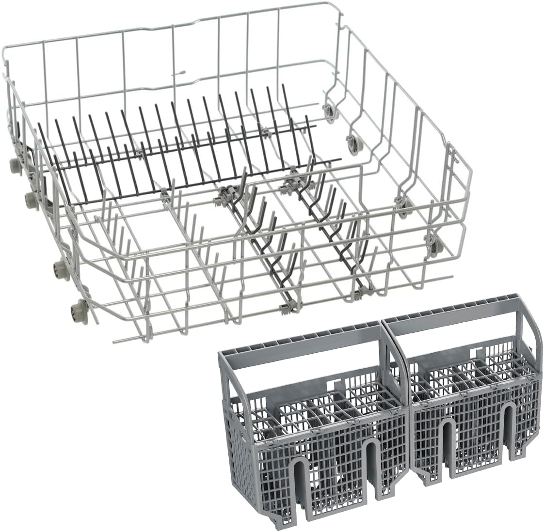 20007189 20000533 Lower Dishwasher Rack with 00675794 Cutlery Silverware Basket Kit
