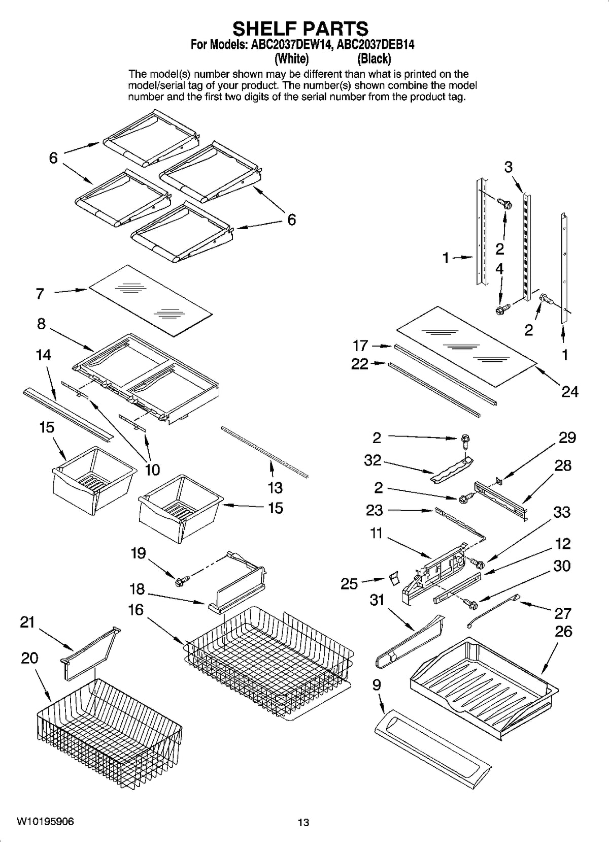 Diagram: Shelf Parts - see part 29