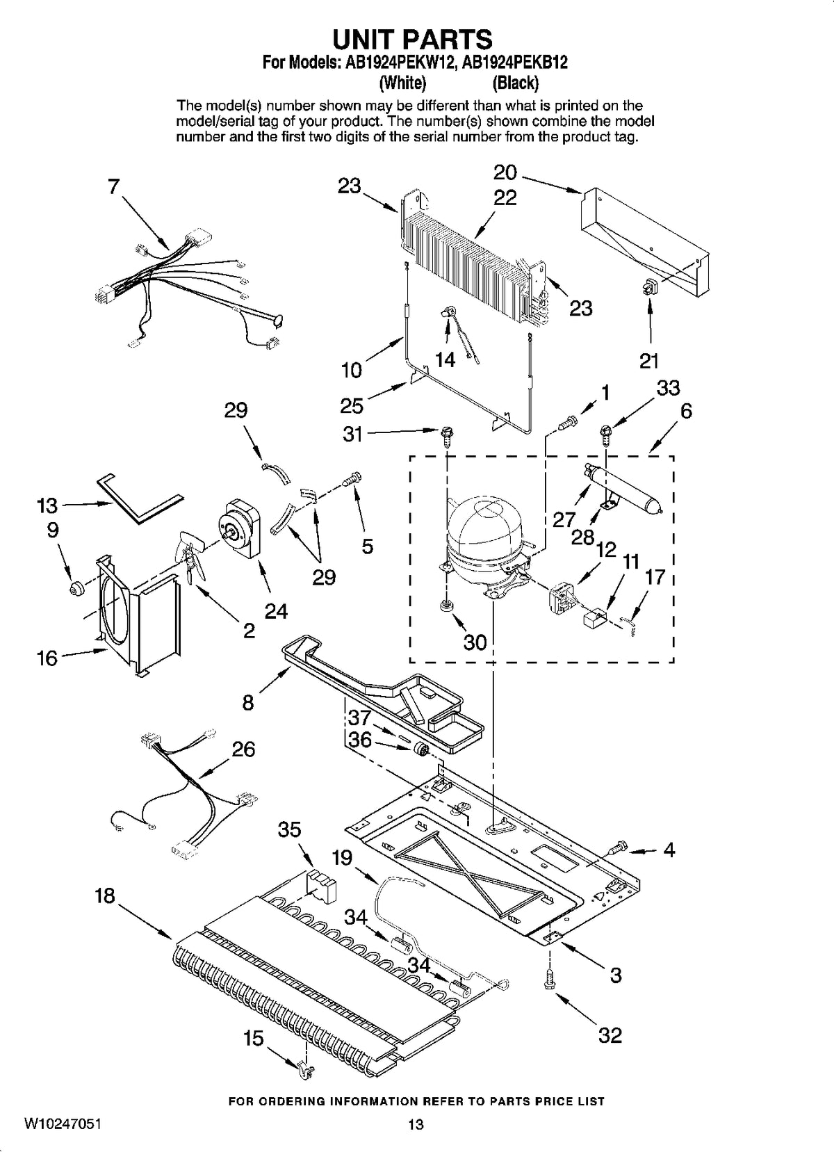 Diagram: Unit Parts - see part 37