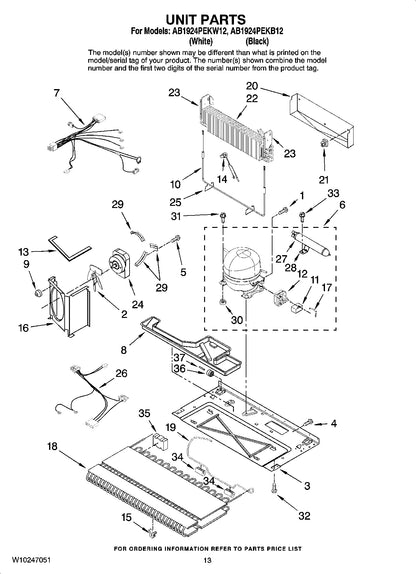 Diagram: Unit Parts - see part 37