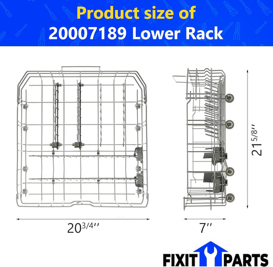 20007189 20000533 Lower Dishwasher Rack with 00675794 Cutlery Silverware Basket Kit
