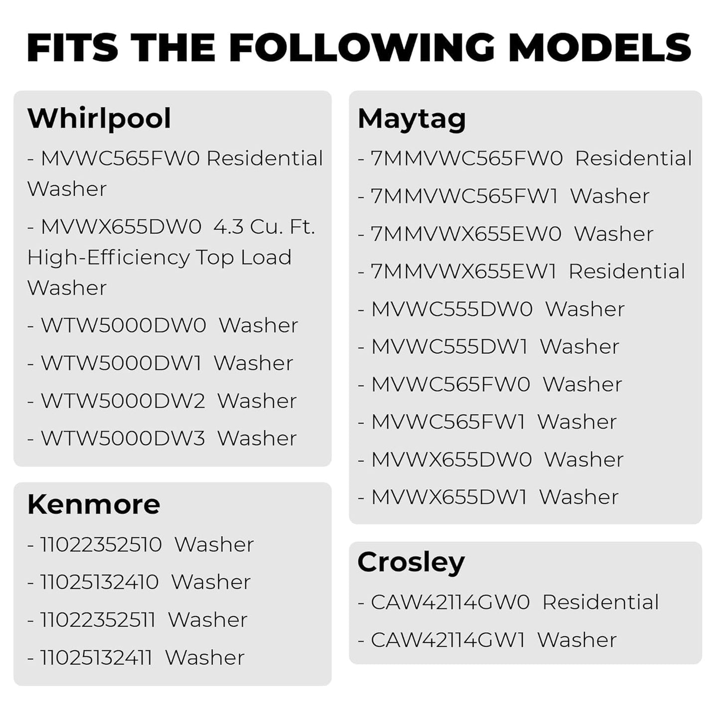 W11454734 Washer Gear Case with W10721967 Cam Kit W10528947 Washer Basket Driven Hub Kit and WP8533953 Screws and Assembly Tool Kit