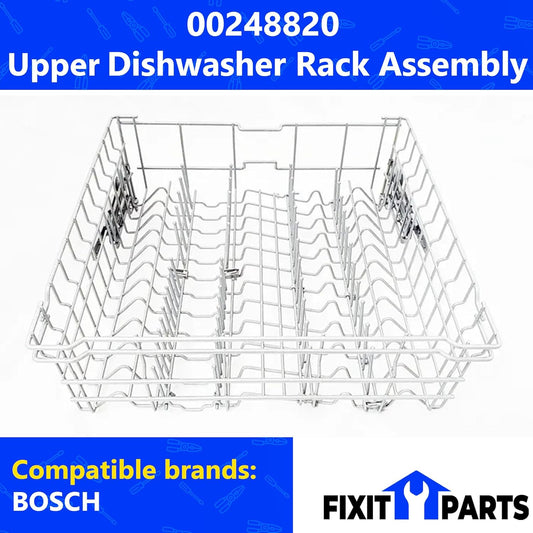 US-Based Supplier – 00248820 OEM Upper Crockery Dishrack Assembly works with Bosch Dishwashers – Replaces 00248821, 00680609, 00683546, 00683972, 00686701, 00686808, 00686862, and more