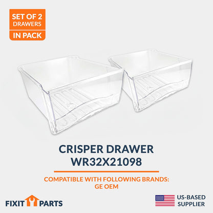 WR32X21098 Crisper Drawer Assembly SET OF 2 Crockery Baskets