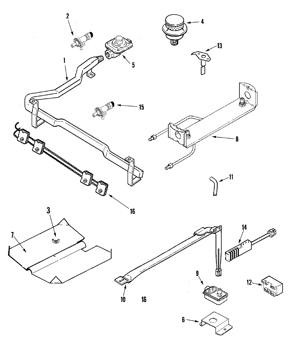 Diagram: Gas Controls - see part 14