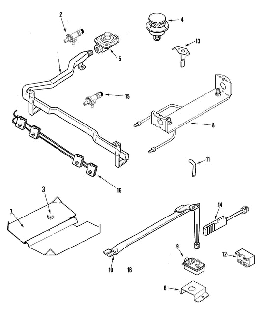 Diagram: Gas Controls - see part 14