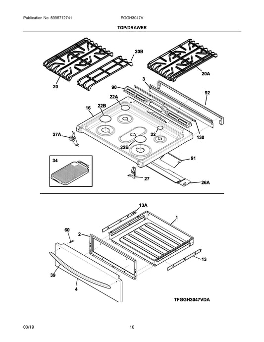 Diagram: Top/Drawer - see part 1