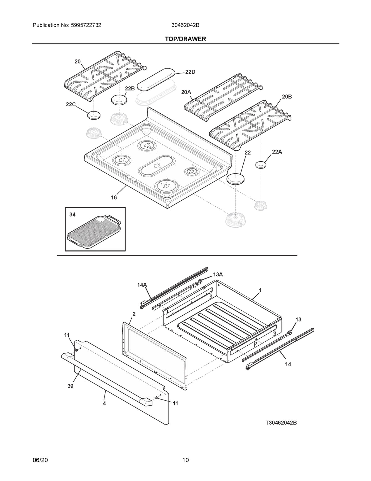 Diagram: Top/Drawer - see part 20