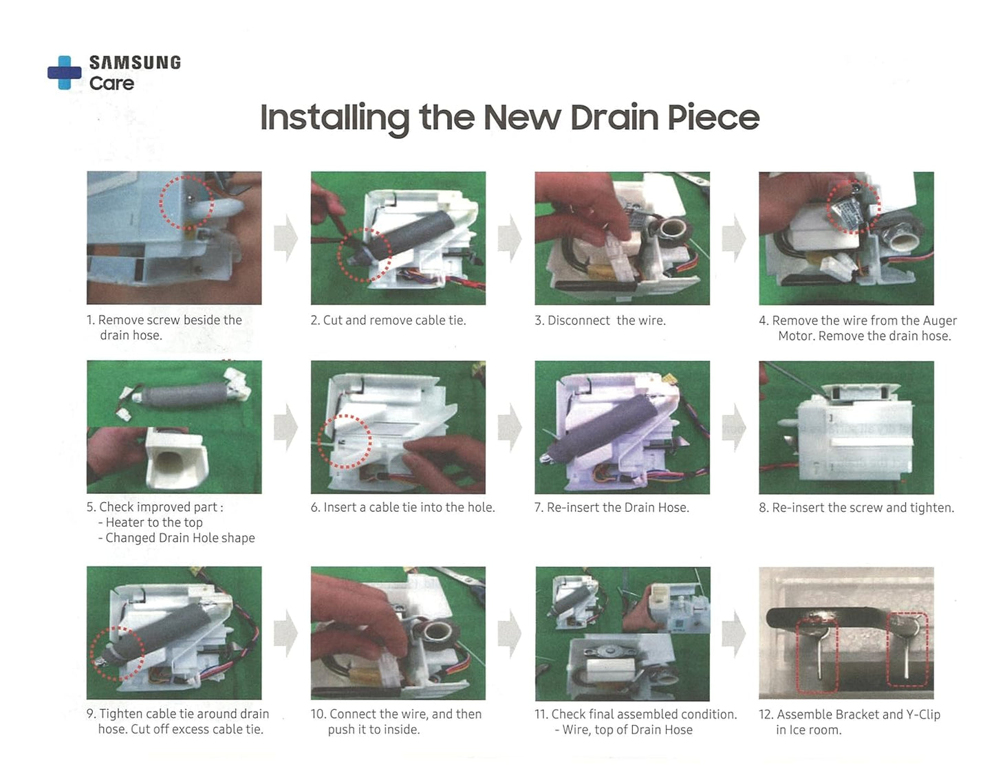 DA97-15217D Ice Maker Assembly Kit DA97-15217B with DA97-19898A Auger Motor Drain Tube & Heater Assembly DA82-02367A Y-Clip