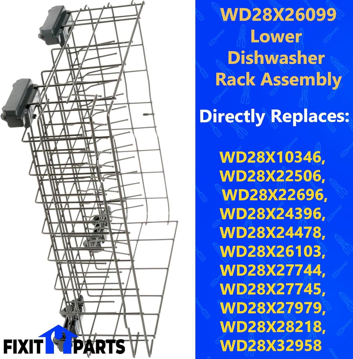 WD28X34744 WD28X26099 Dishwasher Lower Dishrack Assembly