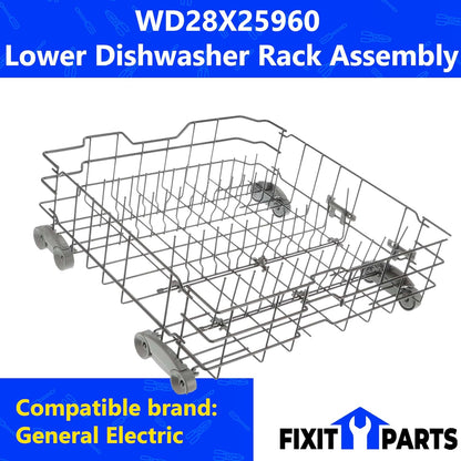 WD28X26099 Dishwasher Lower Dishrack Assembly and WD28X10128 Silverware Basket KIT