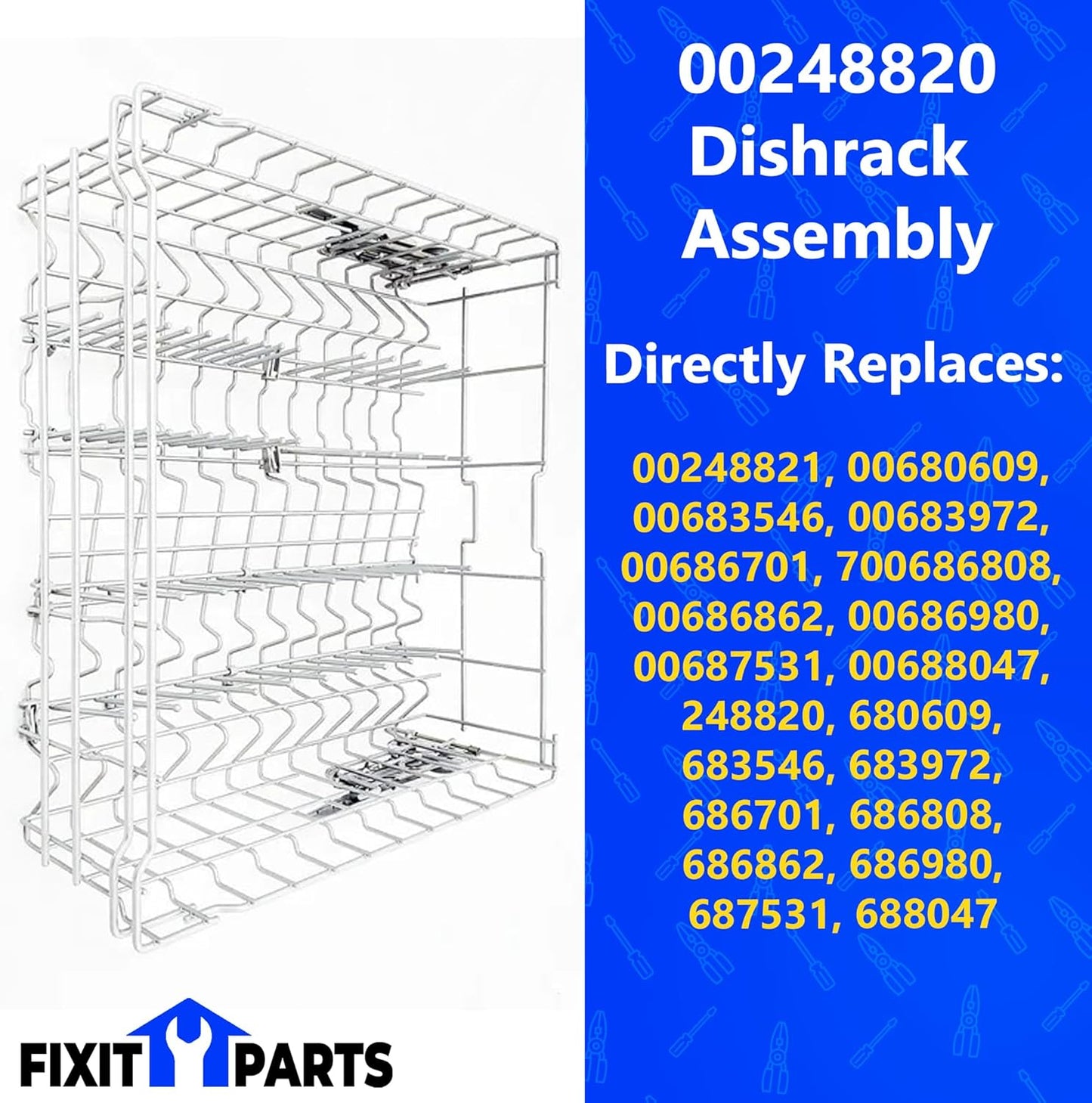 US-Based Supplier – 00248820 OEM Upper Crockery Dishrack Assembly works with Bosch Dishwashers – Replaces 00248821, 00680609, 00683546, 00683972, 00686701, 00686808, 00686862, and more
