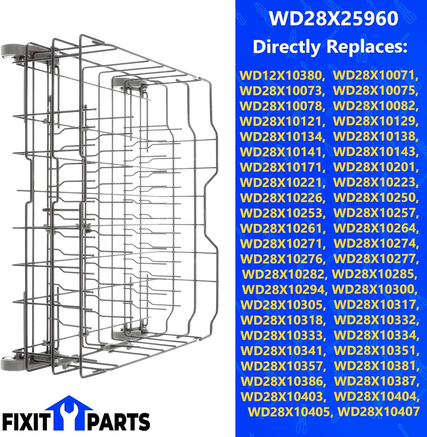WD28X26099 Dishwasher Lower Dishrack Assembly and WD28X10128 Silverware Basket KIT