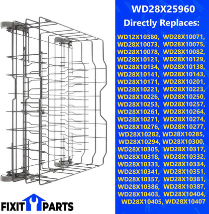 WD28X26099 Dishwasher Lower Dishrack Assembly and WD28X10128 Silverware Basket KIT