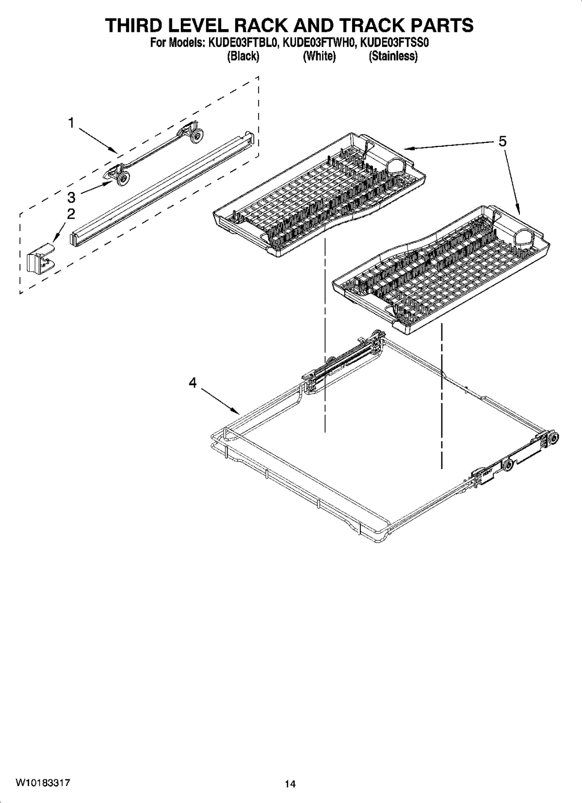 Diagram: Third Level Rack And Track Parts, Optional Parts (Not Included)