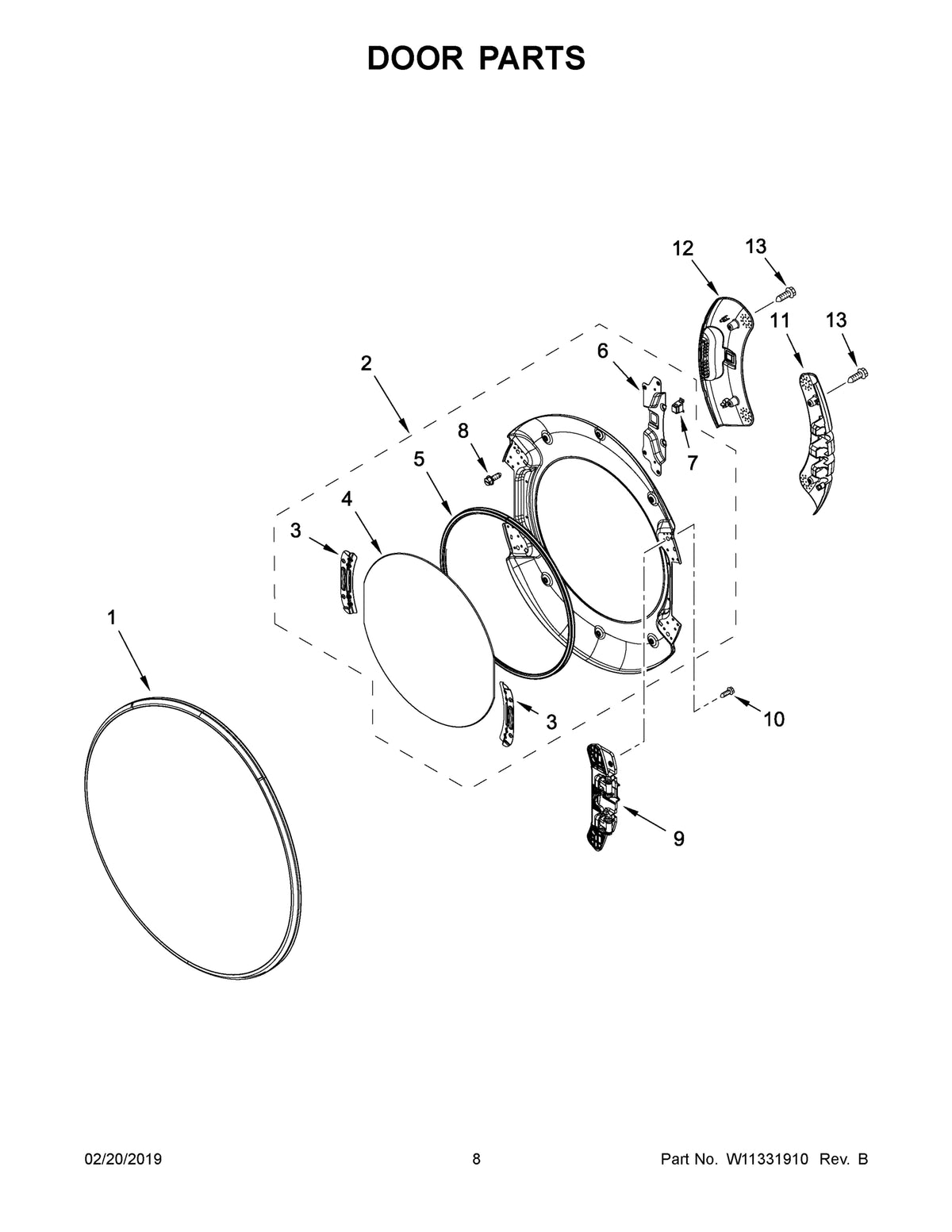 Diagram: Door Parts - see part 10