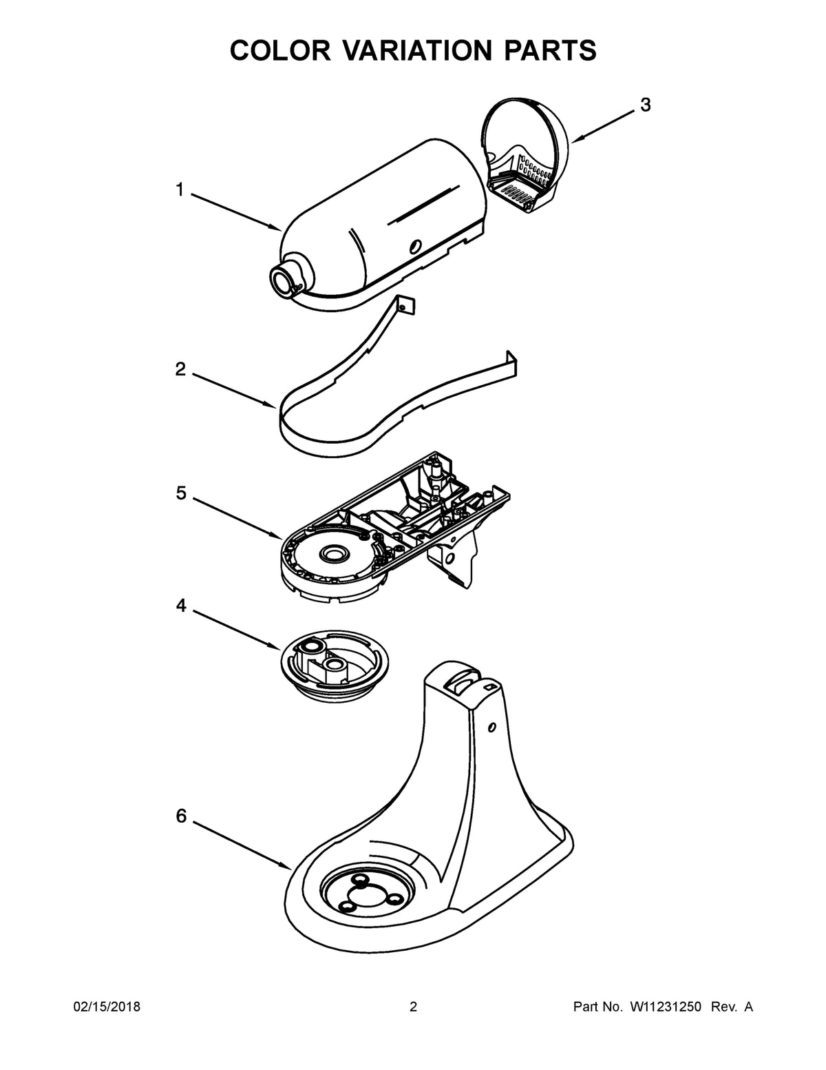 Diagram: Color Variation Parts - see part 6A