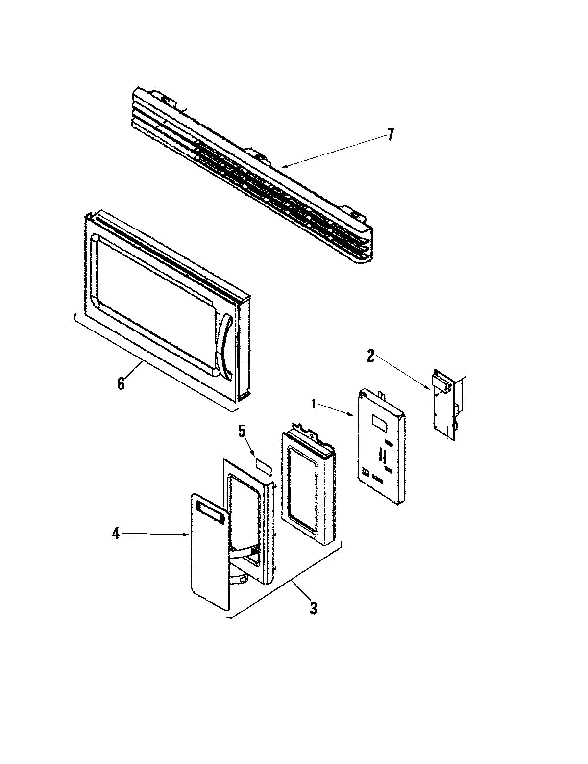 Diagram: Control Panel/Door/Vent Grille - see part 4