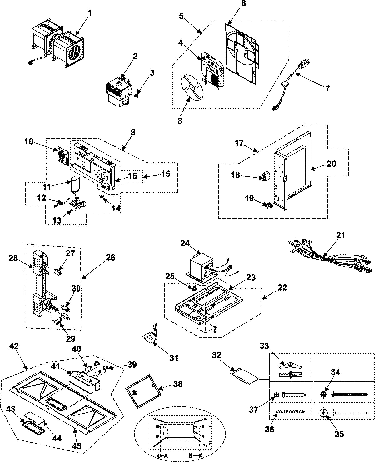 Diagram: Internal Controls/Latch Asy/Base - see part 14