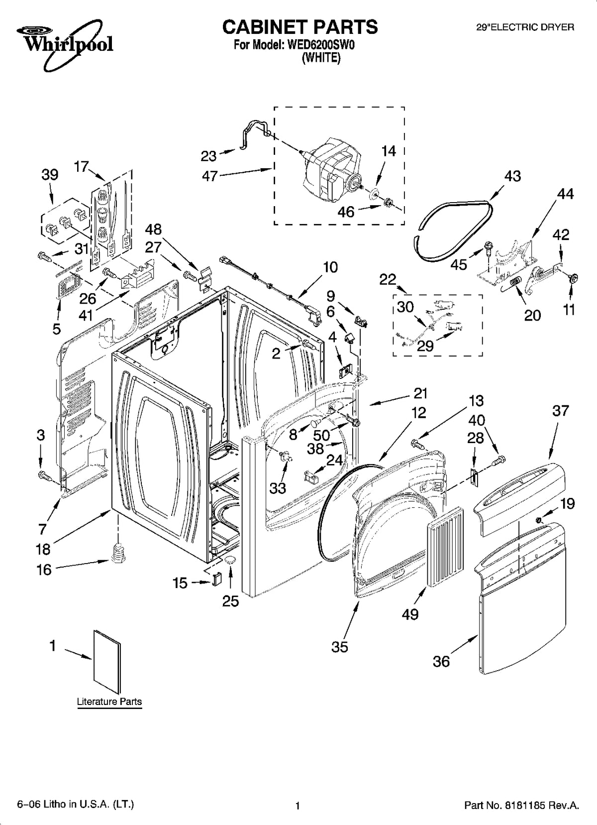 Diagram: Cabinet Parts - see part 38