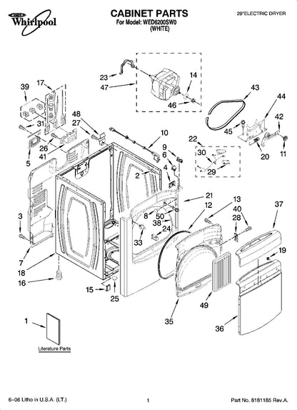 Diagram: Cabinet Parts - see part 38